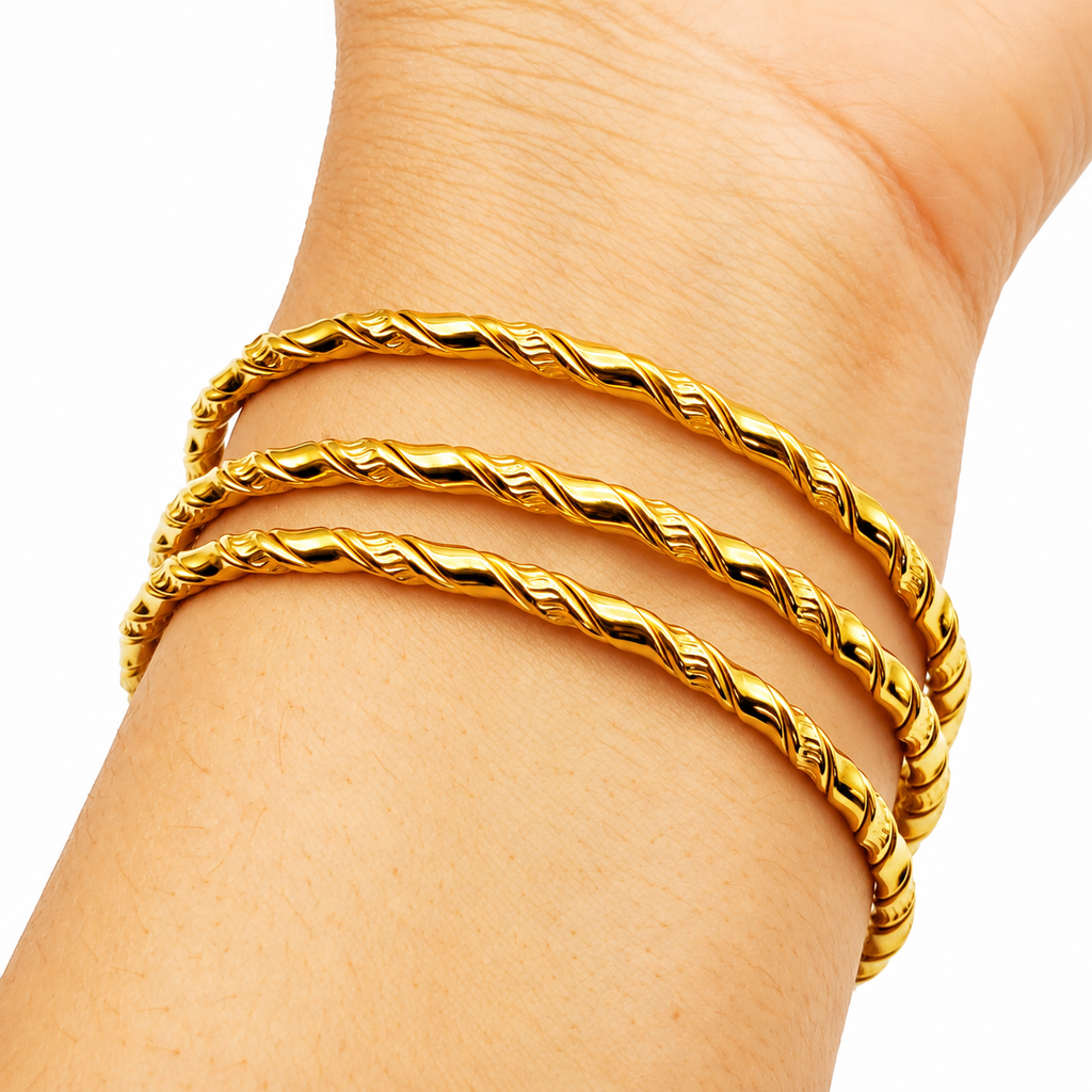 Trio de Bracelets Rigides Torsadés Luxe