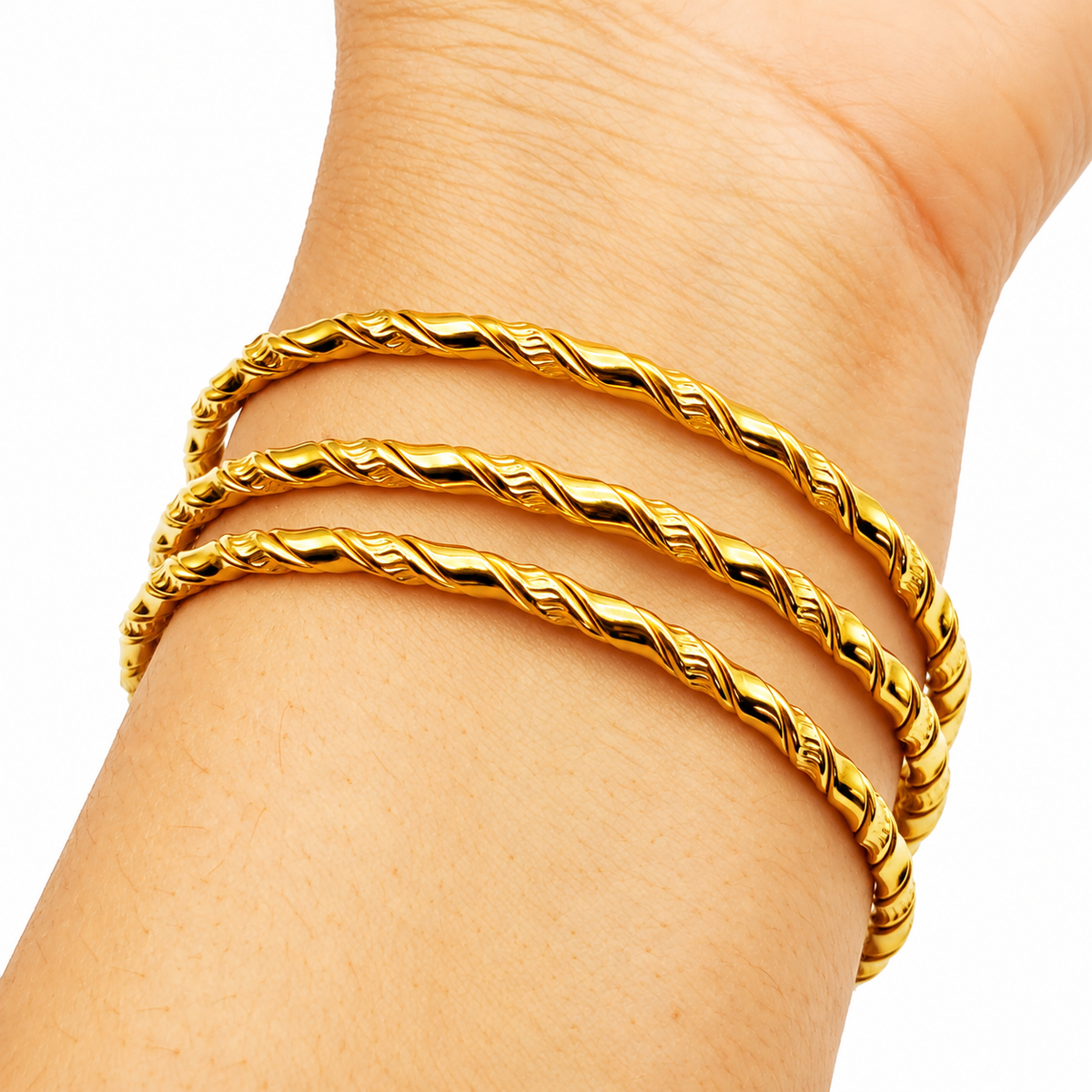 Trio de Bracelets Rigides Torsadés Luxe