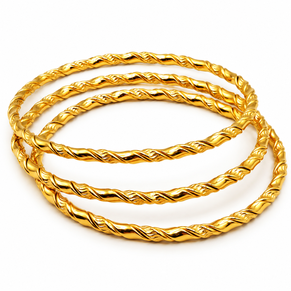 Trio de Bracelets Rigides Torsadés Luxe