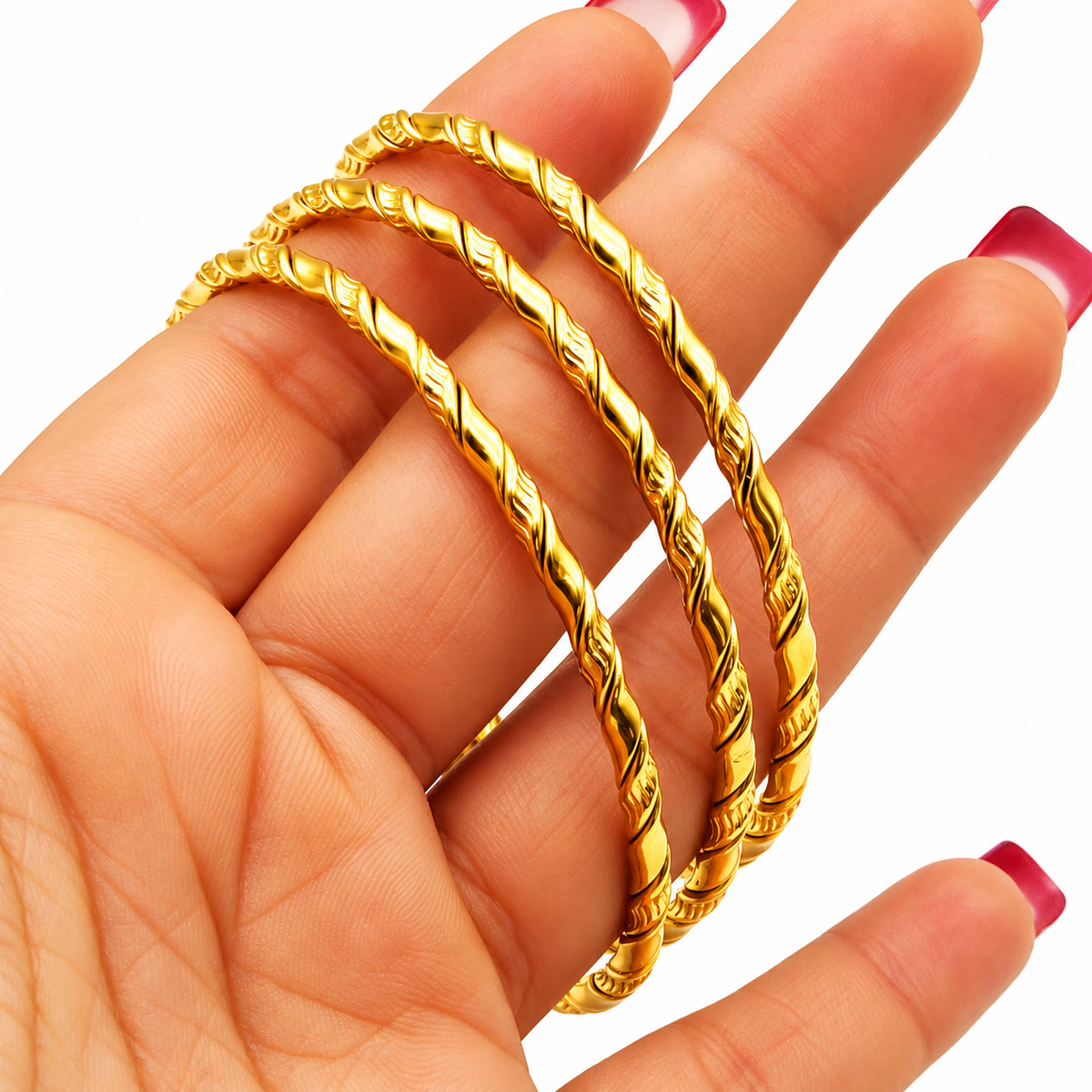 Trio de Bracelets Rigides Torsadés Luxe