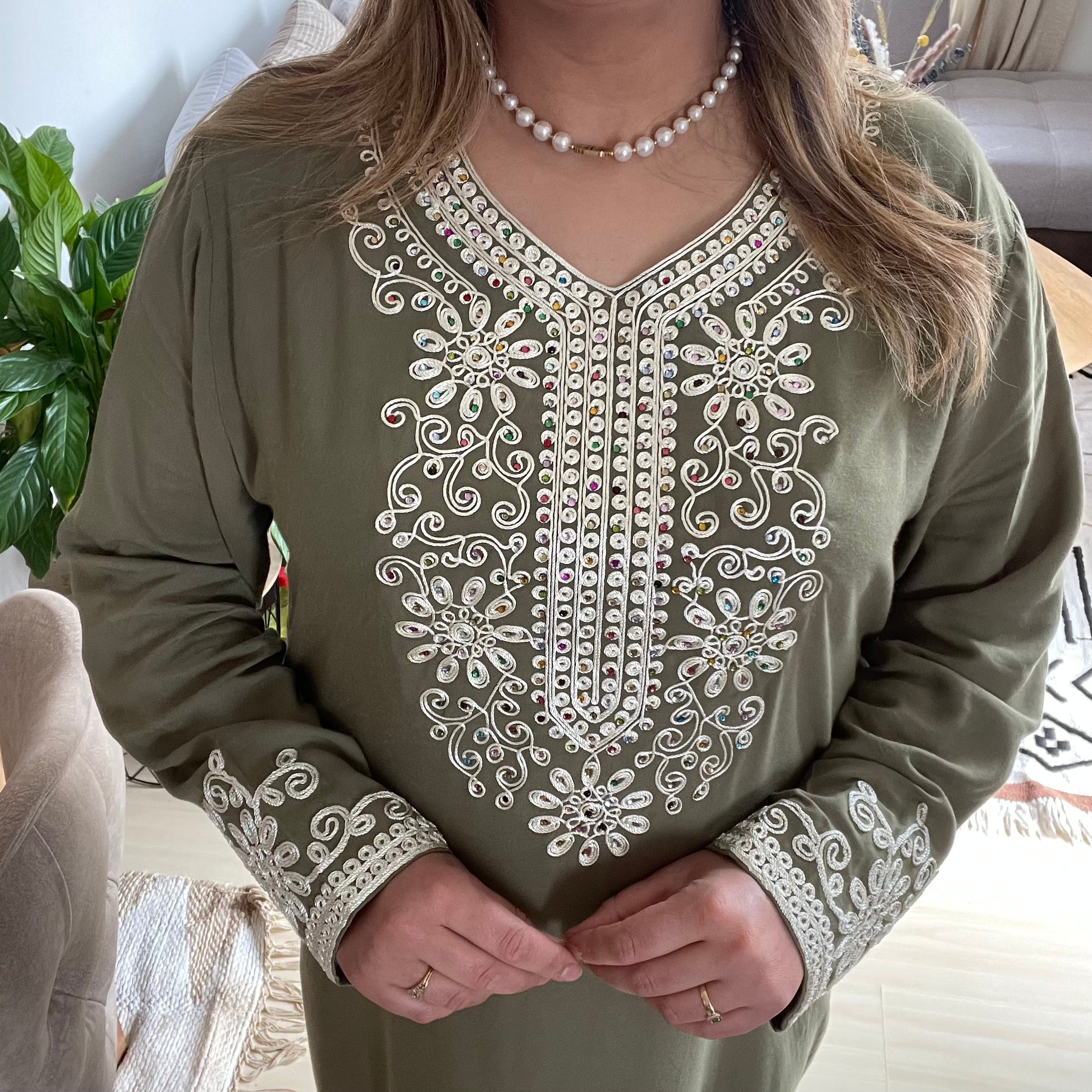 Gandoura Marocaine Kaki