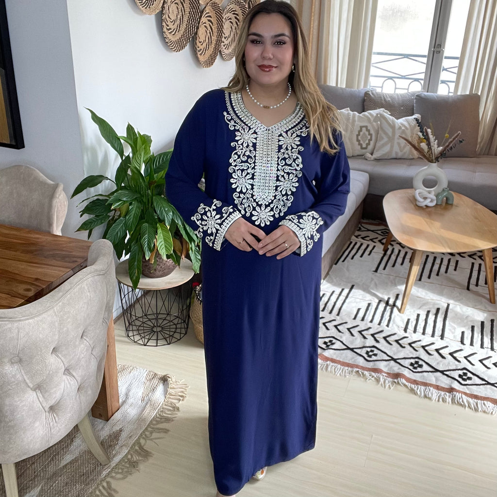 Gandoura Marocaine Bleu Marine