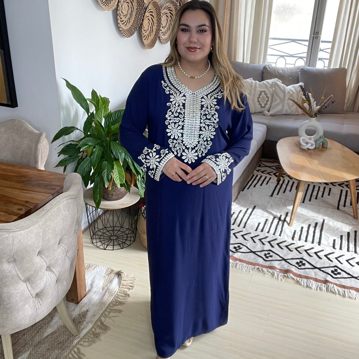 Gandoura Marocaine Bleu Marine