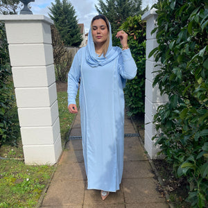 Abaya Hijab Intégré Bleu Ciel