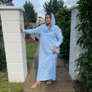 Abaya Hijab Intégré Bleu Ciel
