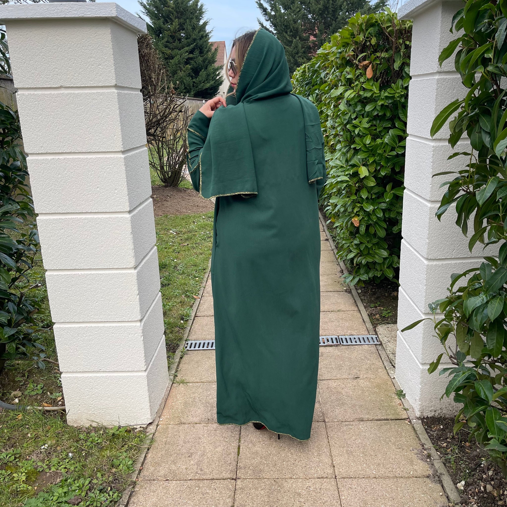 Abaya Hijab Intégré Vert