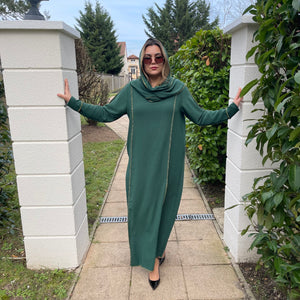 Abaya Hijab Intégré Vert