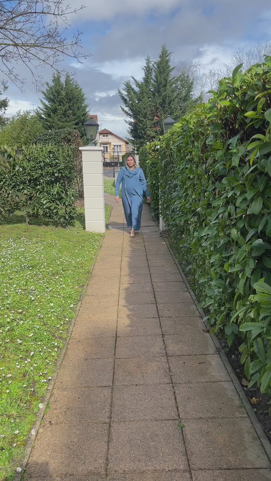 Abaya Hijab Intégré Bleu Jean