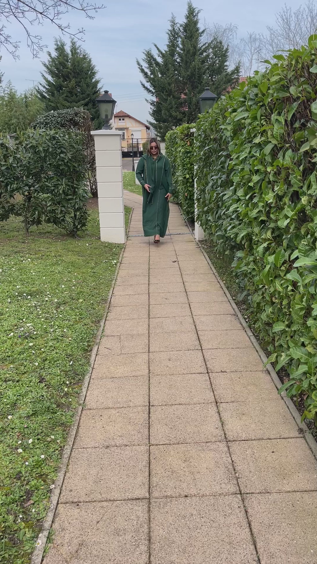 Abaya Hijab Intégré Vert