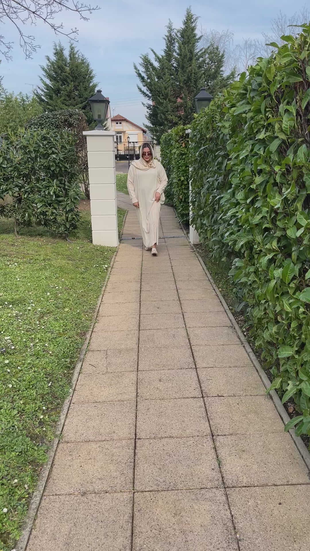 Abaya Hijab Intégré Blanc