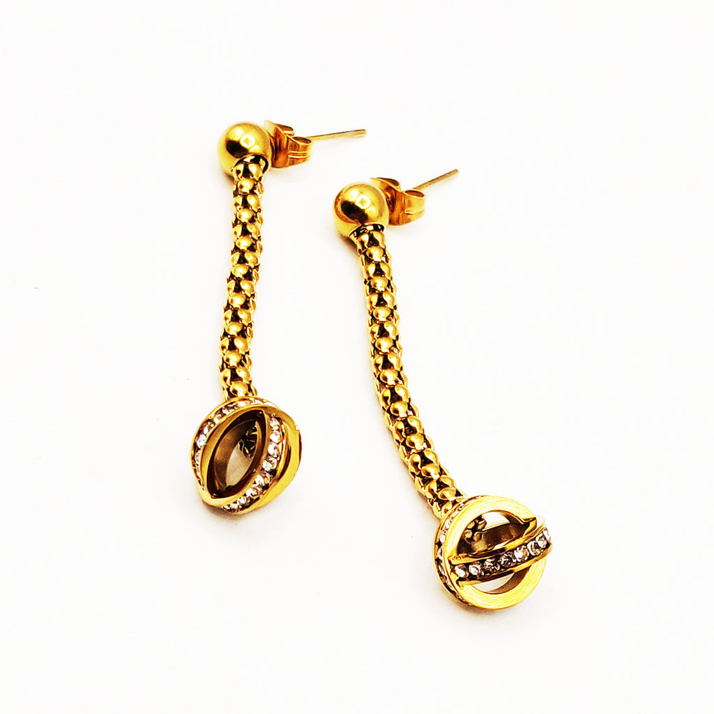 Boucles d'oreilles Chaîne Arrondie Triple X Cristaux Luxe