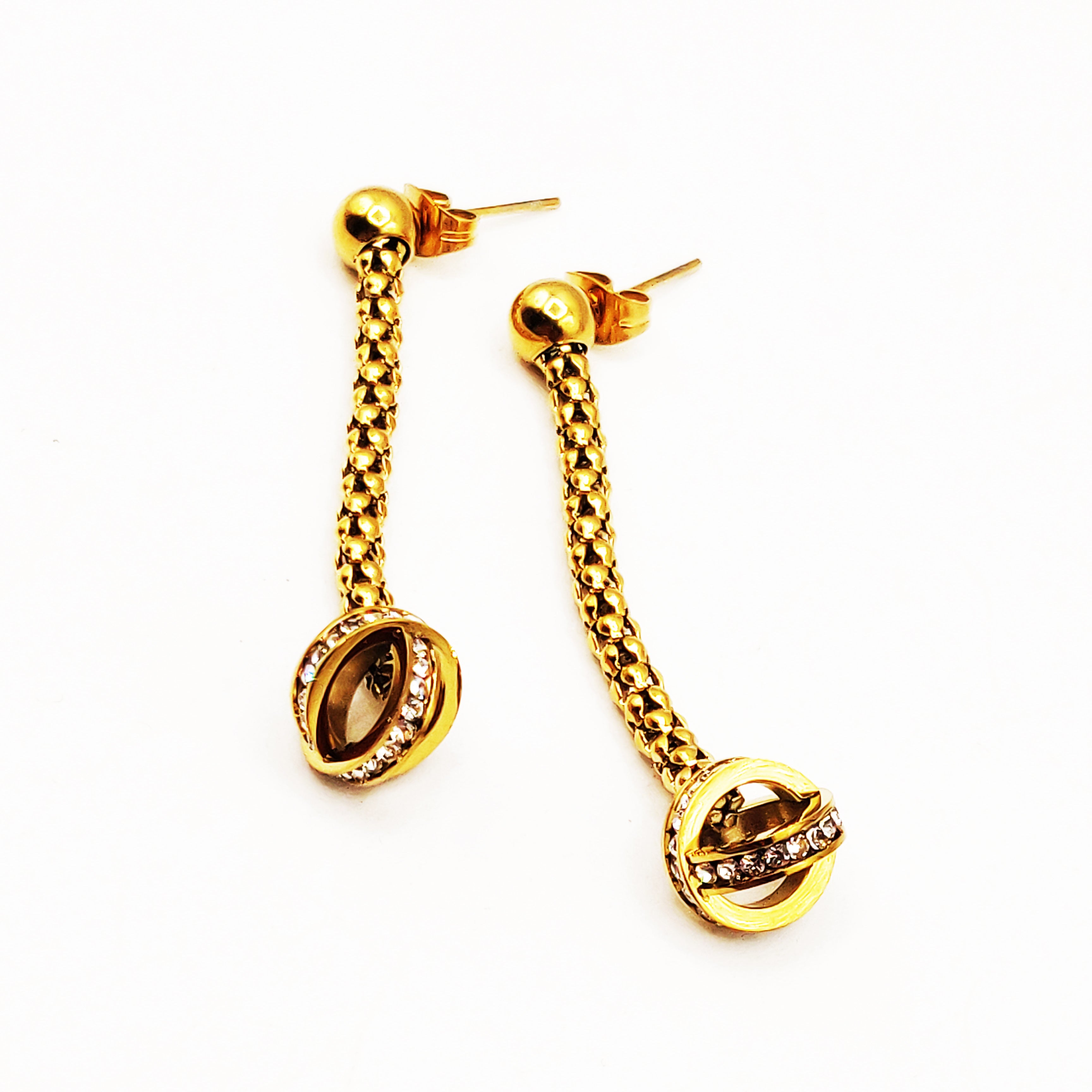 Boucles d'oreilles Chaîne Arrondie Triple X Cristaux Luxe