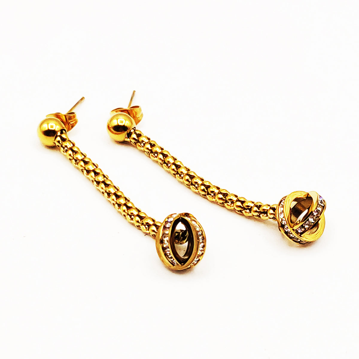 Boucles d'oreilles Chaîne Arrondie Triple X Cristaux Luxe
