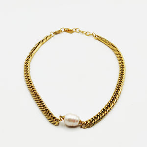 Collier Tresse Perle Blanche