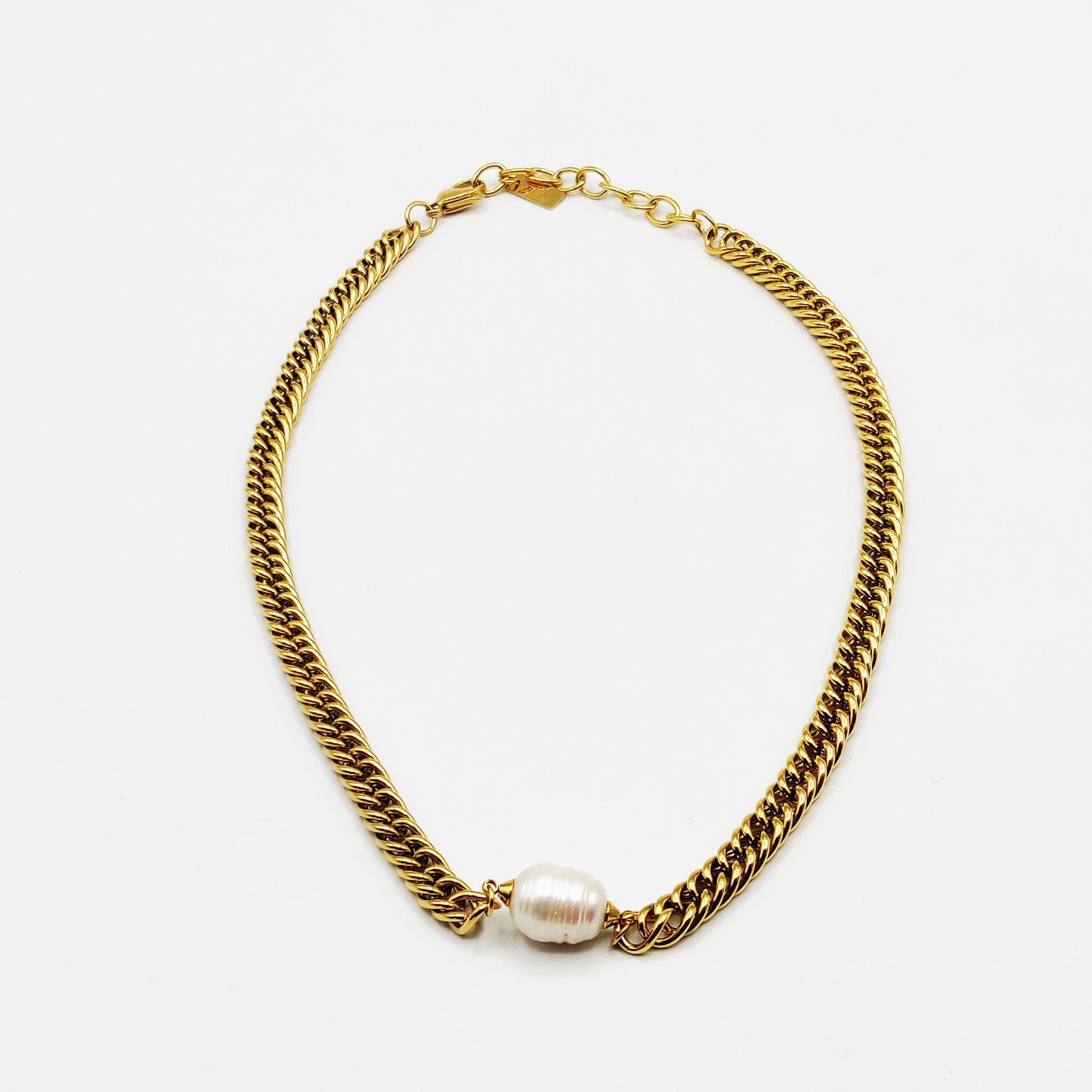 Collier Tresse Perle Blanche