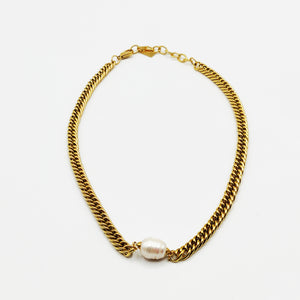 Collier Tresse Perle Blanche