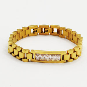 Bracelet Gourmette Rectangle Cristaux Luxe