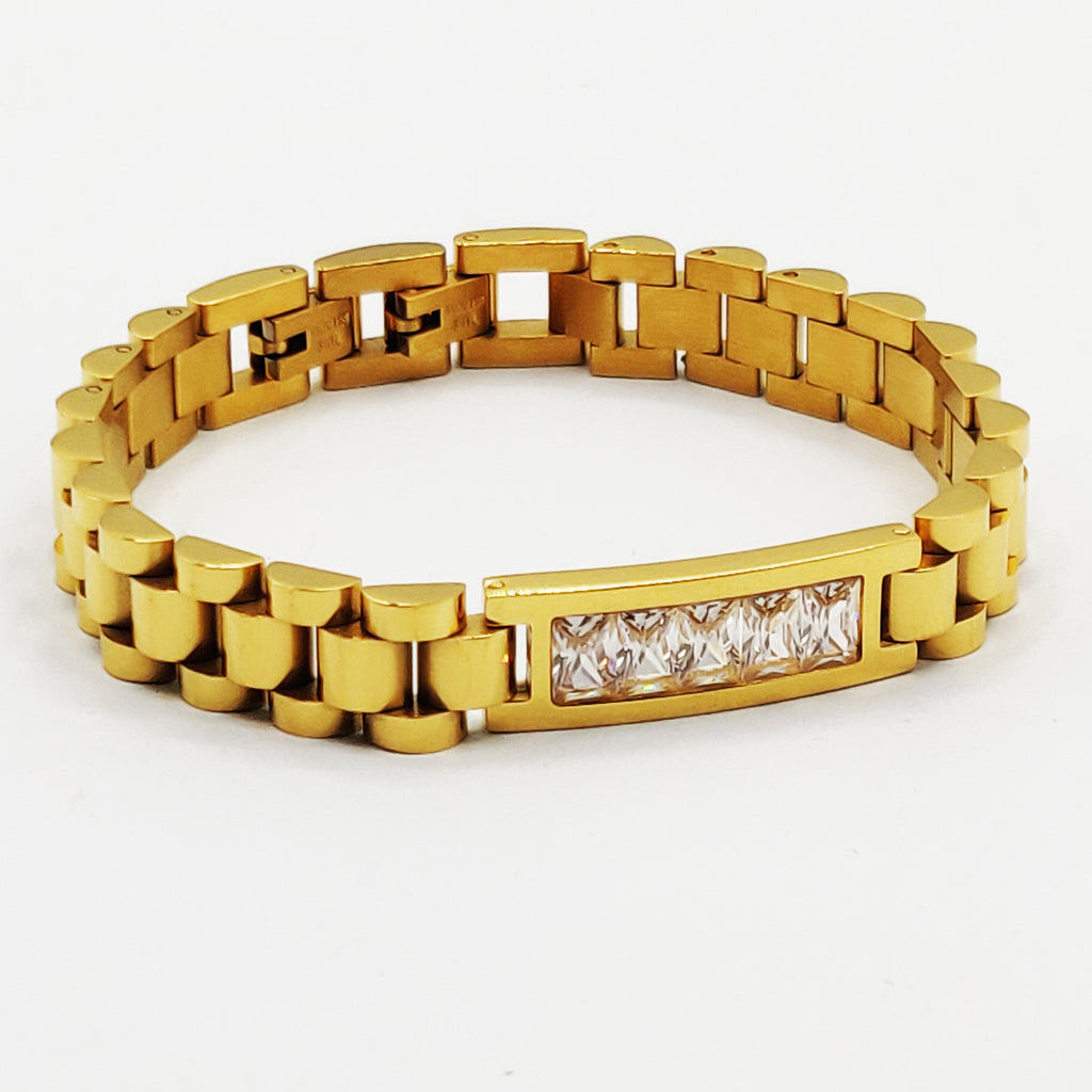 Bracelet Gourmette Rectangle Cristaux Luxe