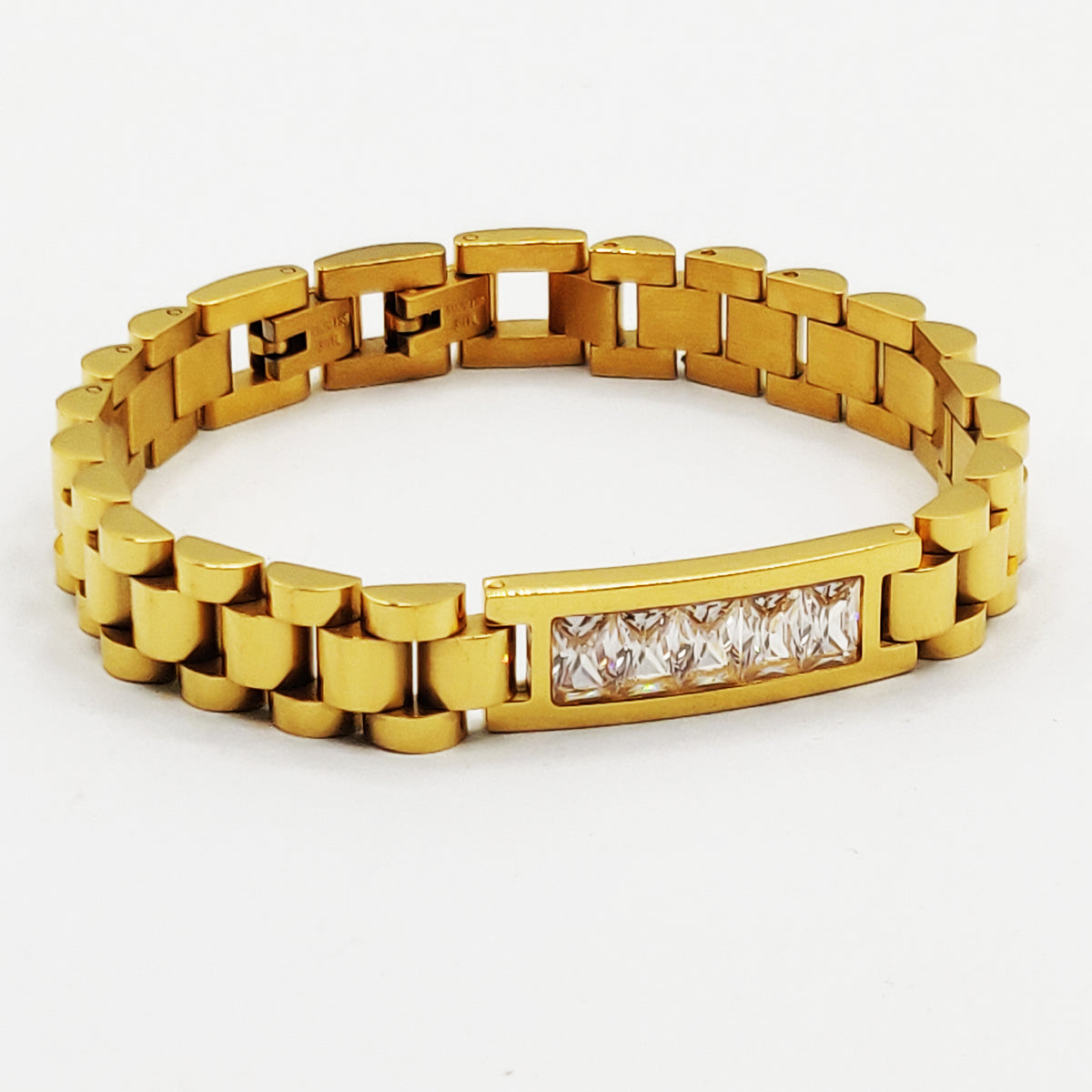 Bracelet Gourmette Rectangle Cristaux Luxe