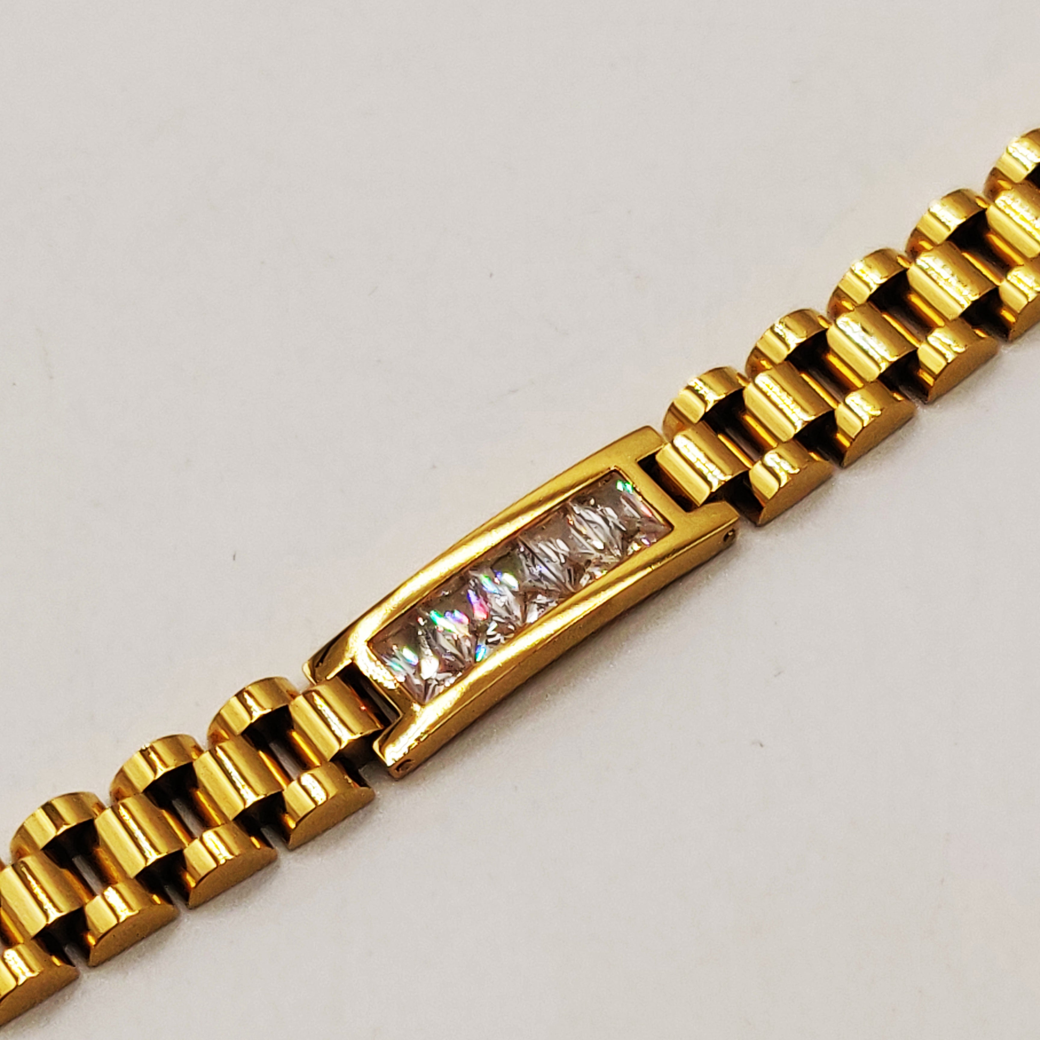 Bracelet Gourmette Rectangle Cristaux Luxe