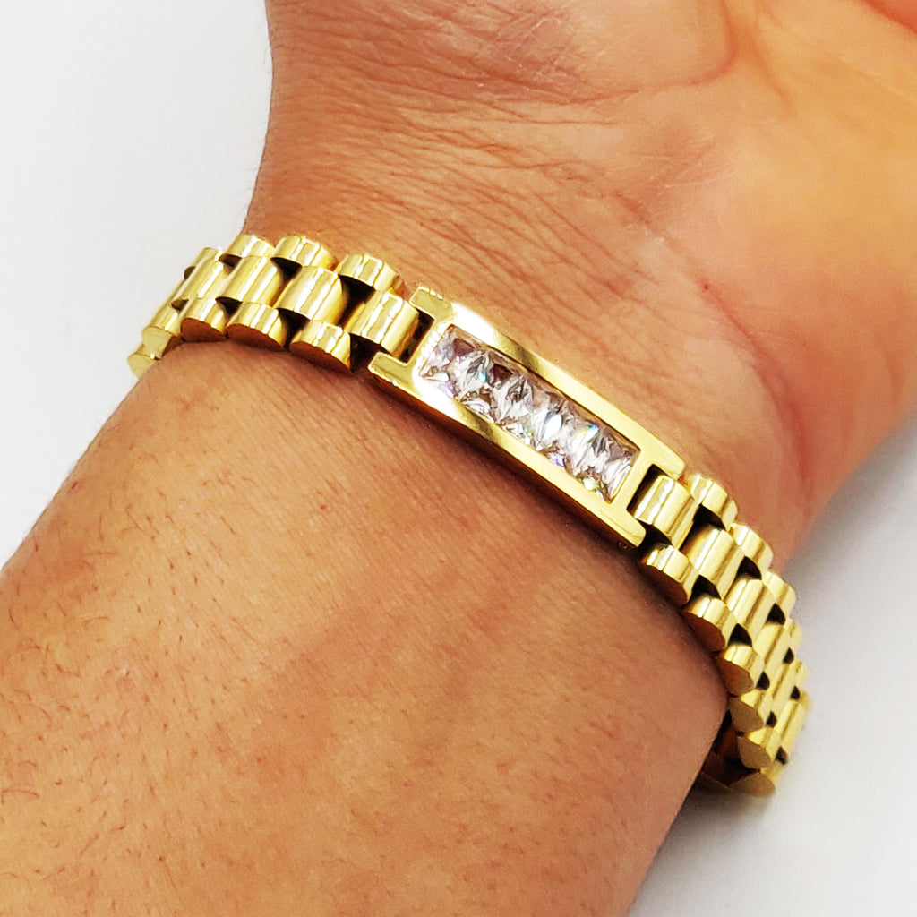 Bracelet Gourmette Rectangle Cristaux Luxe