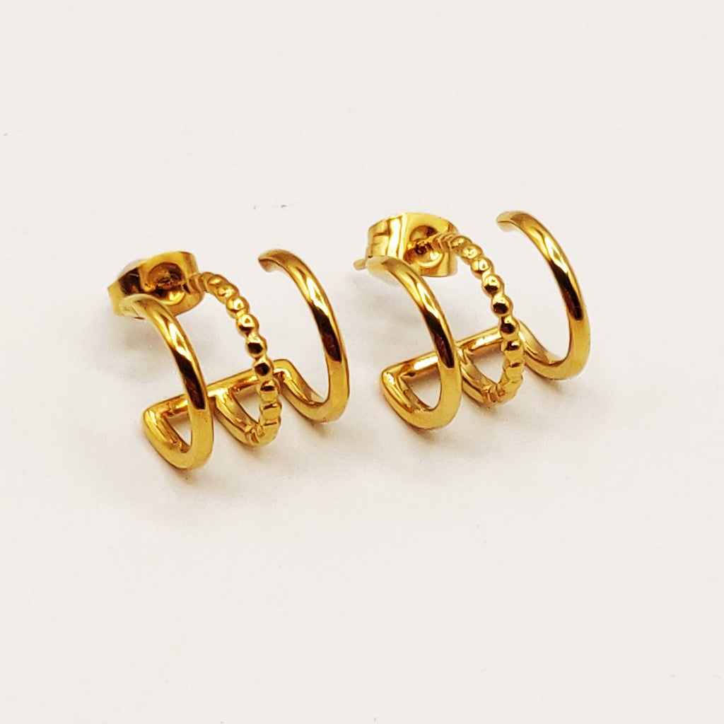 Boucles d'oreilles Triple Anneaux Luxe