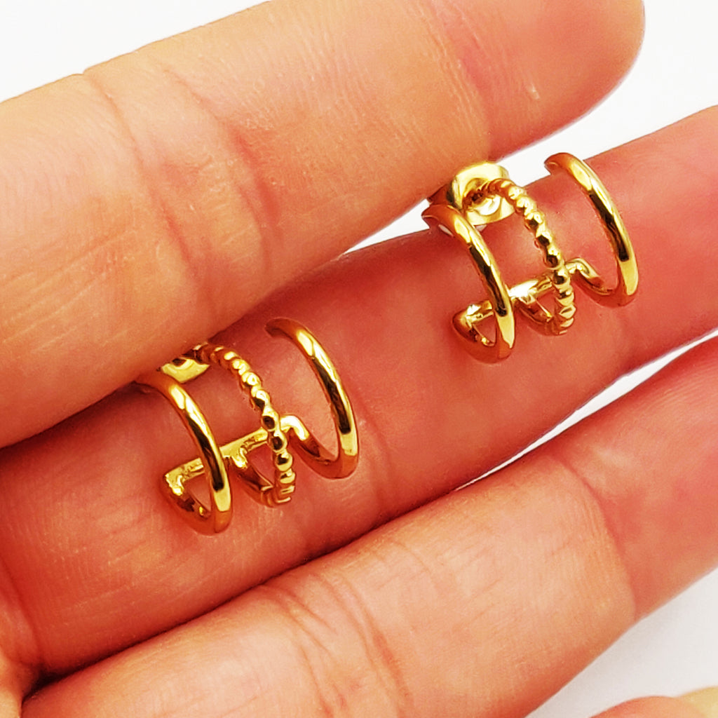 Boucles d'oreilles Triple Anneaux Luxe