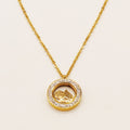 Collier Pendentif Cercles Cristaux Contenant Main de Fatma Luxe