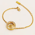 Bracelet Pendentif Cercles Cristaux Contenant Main de Fatma Luxe