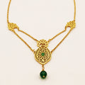 Collier Double Motif Oriental Pierres Vertes Luxe