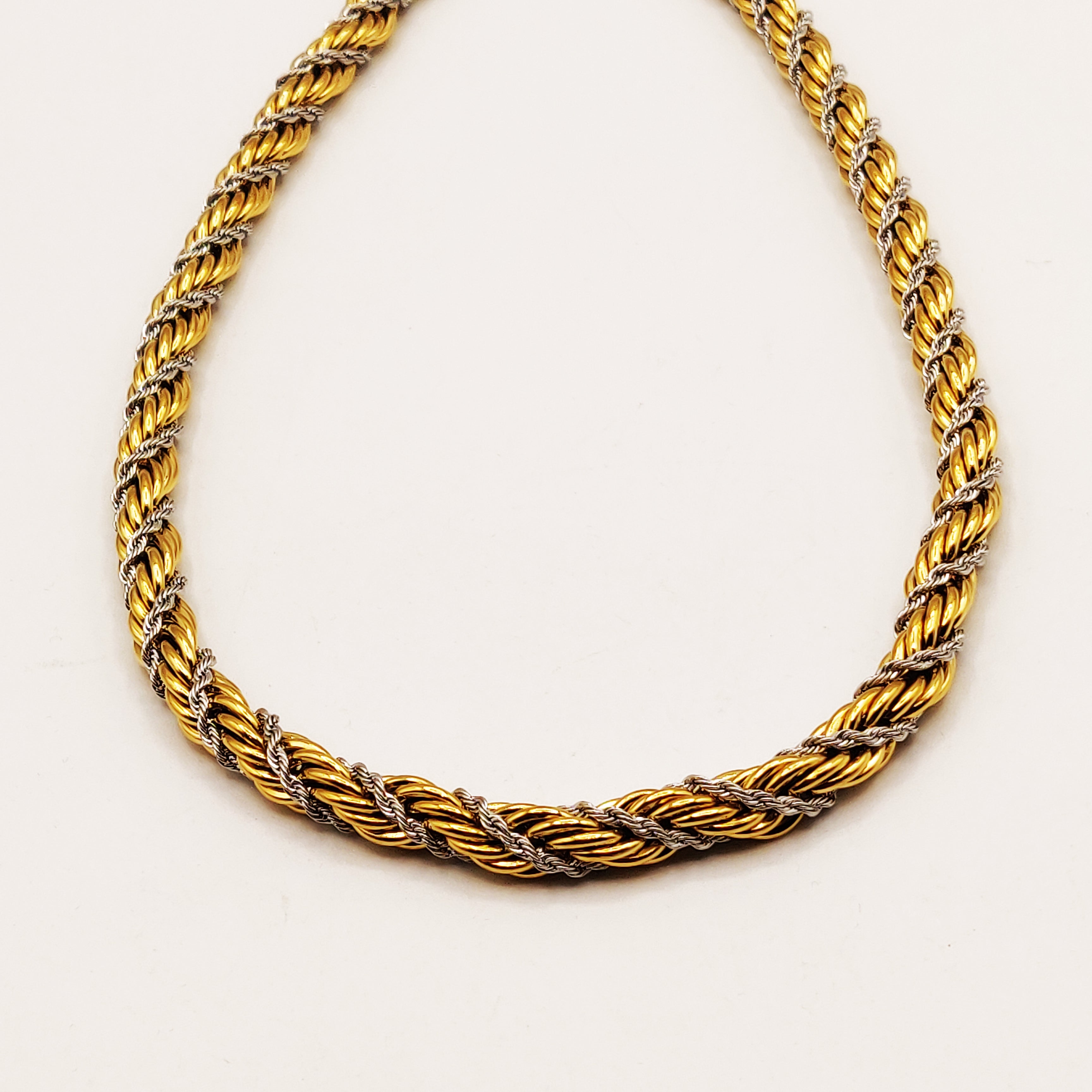 Collier Double Torsades Dorées et Argentées Multi Lignes Luxe