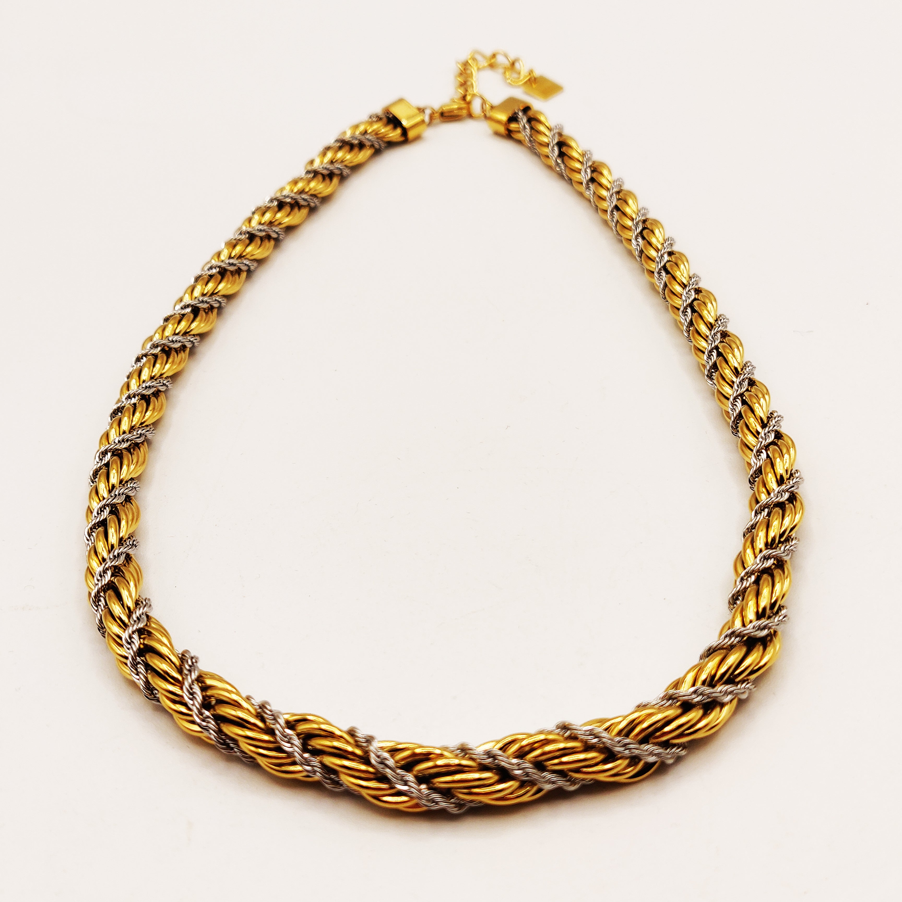 Collier Double Torsades Dorées et Argentées Multi Lignes Luxe