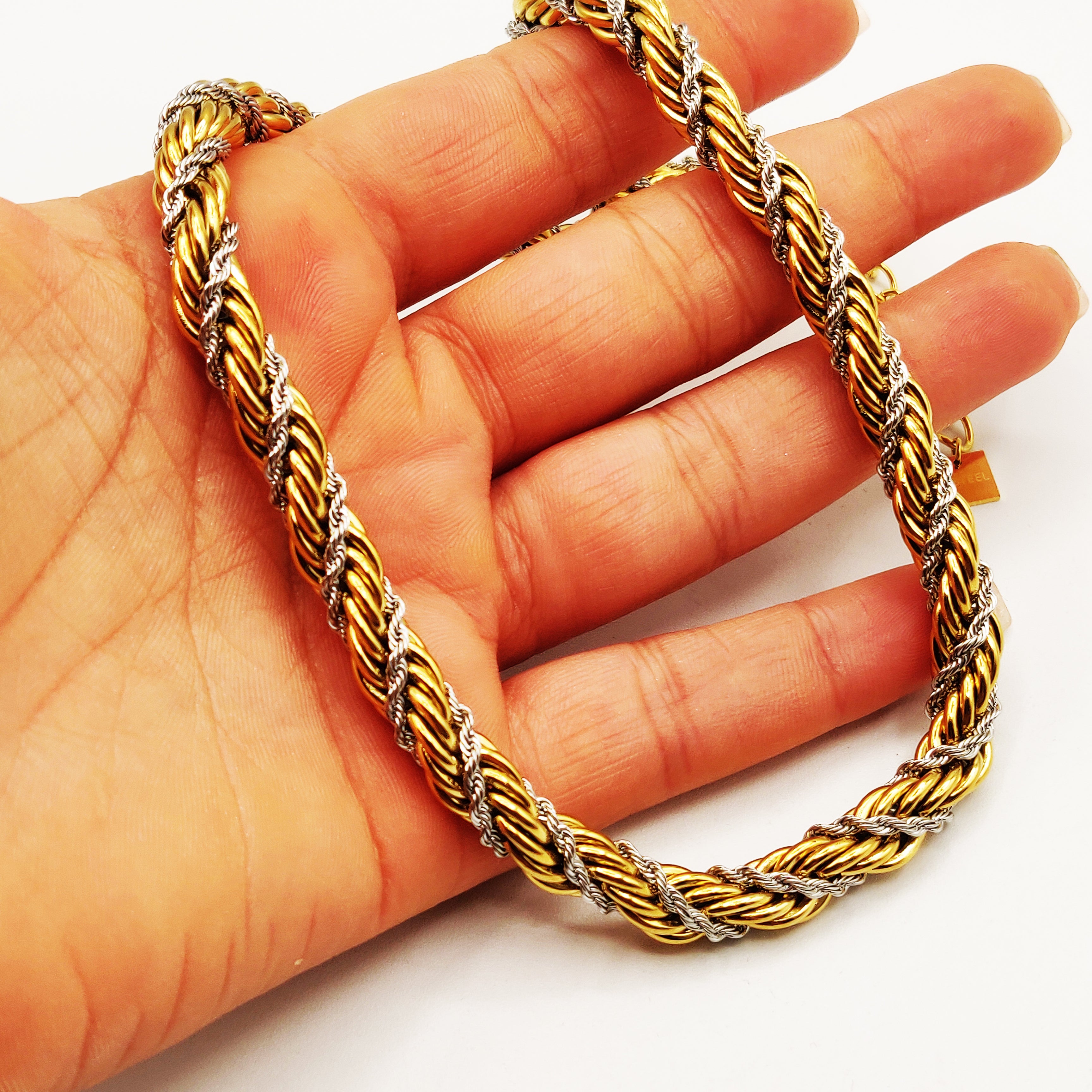 Collier Double Torsades Dorées et Argentées Multi Lignes Luxe