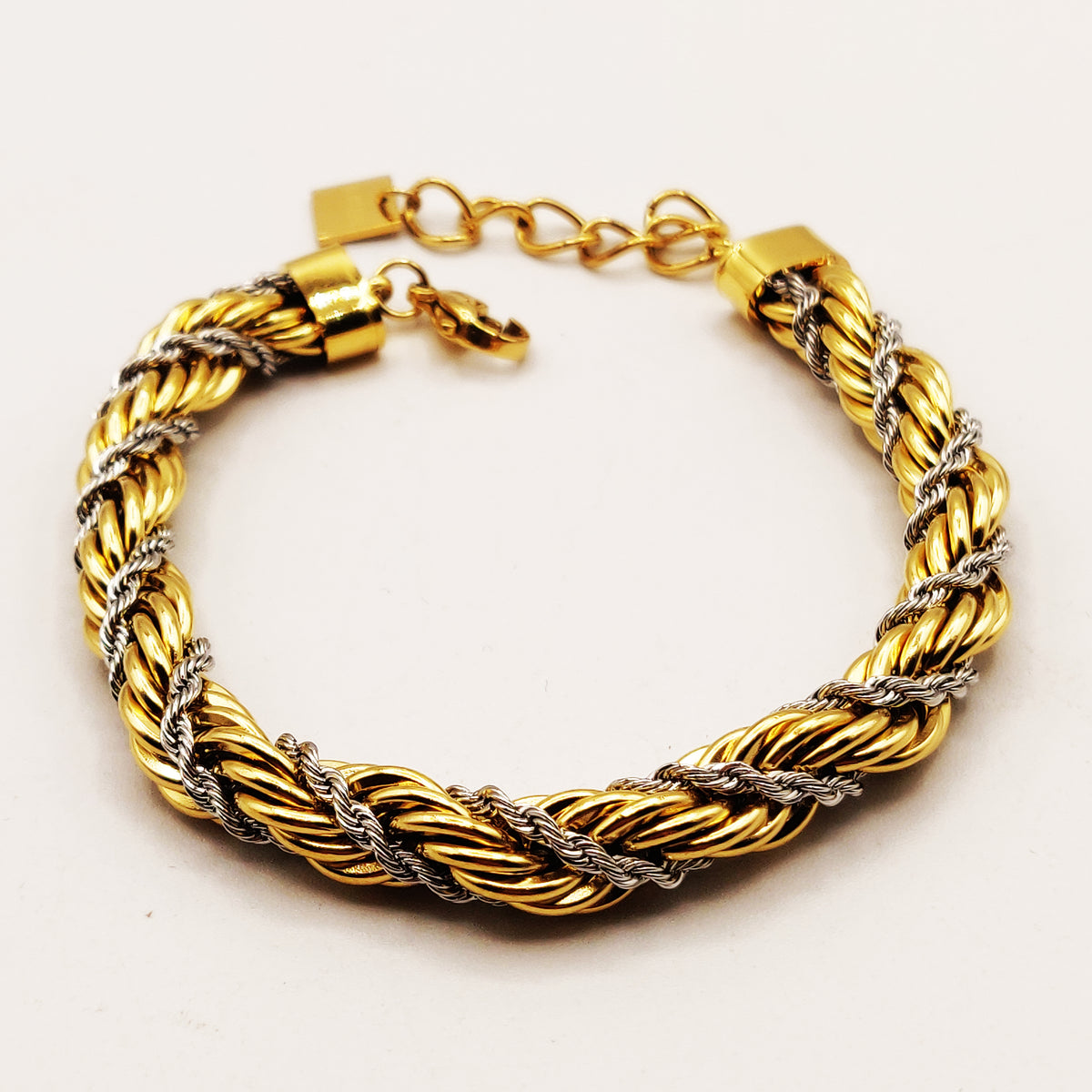 Bracelet Double Torsades Dorées et Argentées Multi Lignes Luxe