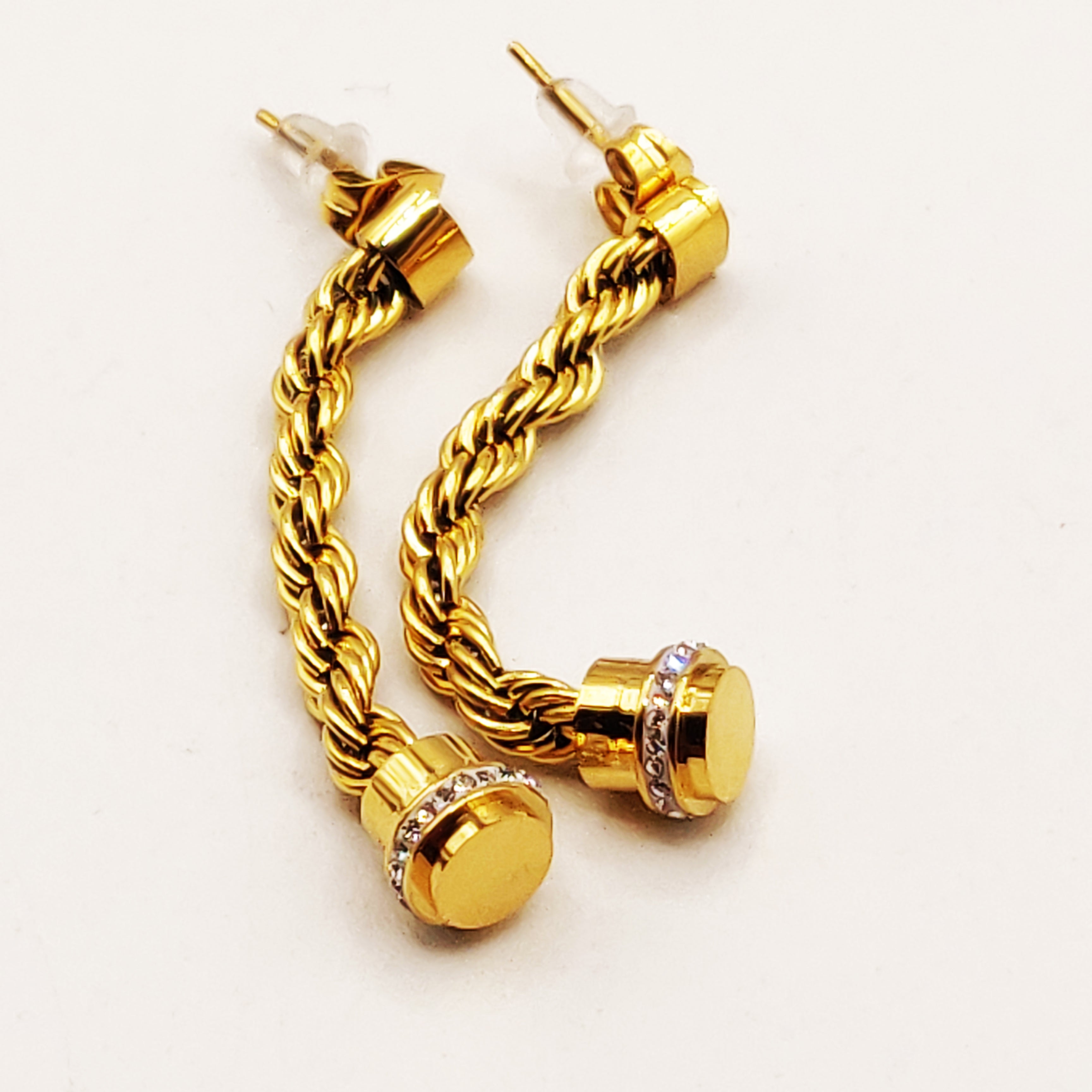 Boucles d'oreilles Torsade Multi Lignes Motifs Cristaux Luxe