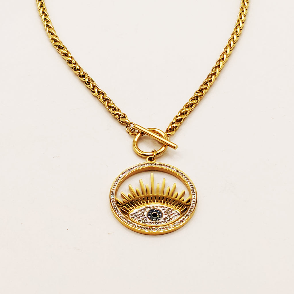 Collier Torsade Cercle Oeil Fashion Cristaux Luxe