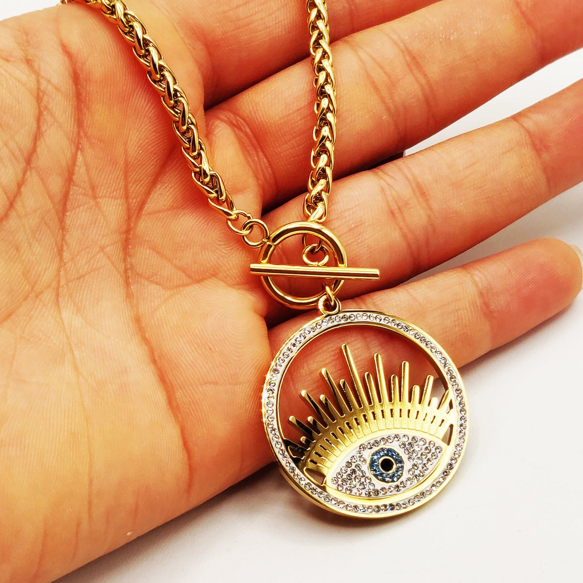 Collier Torsade Cercle Oeil Fashion Cristaux Luxe