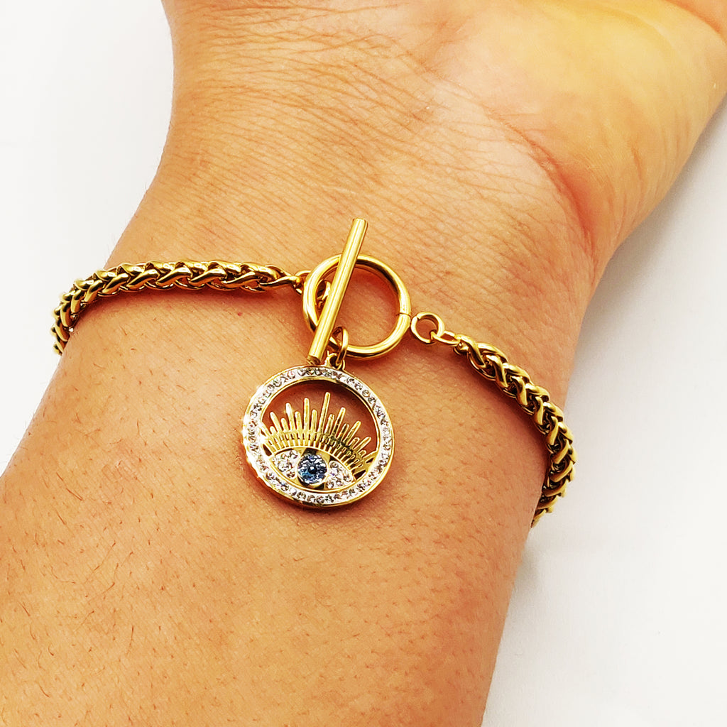 Bracelet Torsade Cercle Oeil Fashion Cristaux Luxe