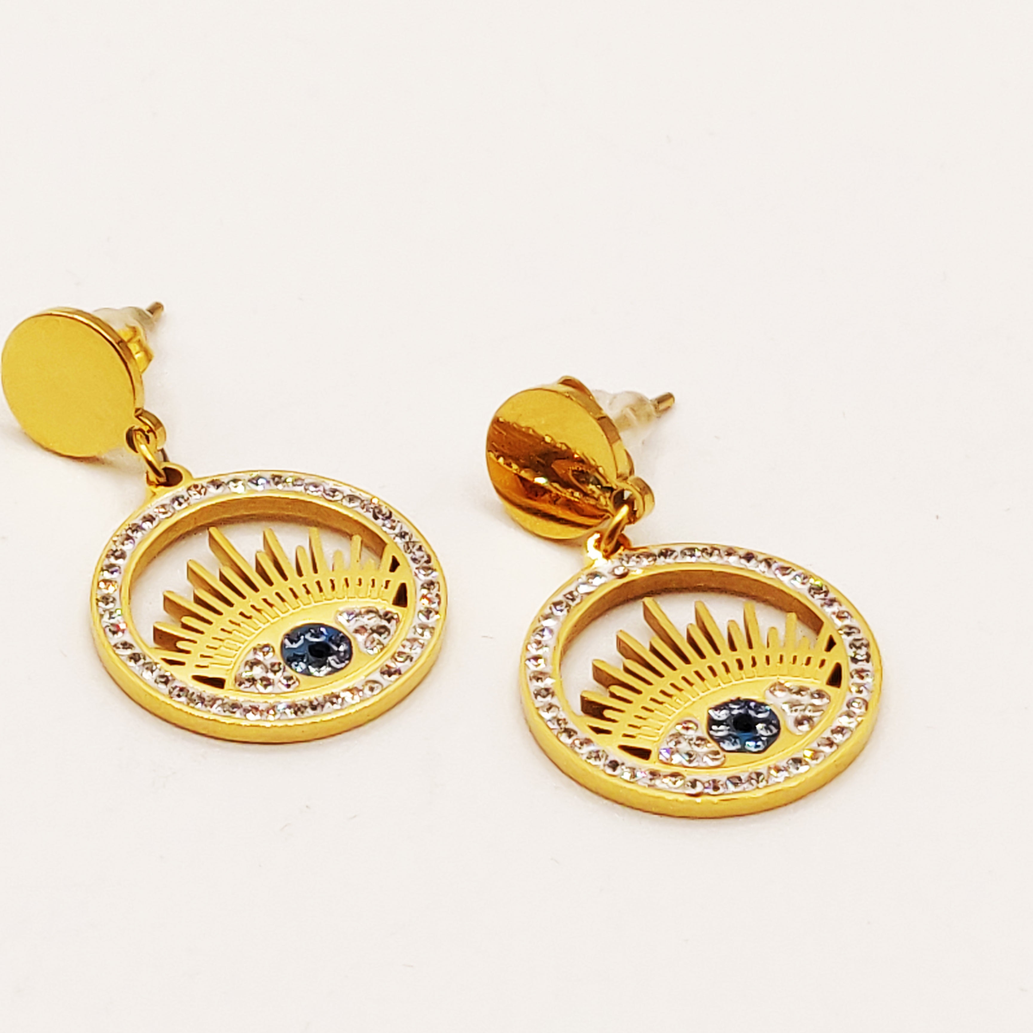 Boucles d'oreilles Torsade Cercle Oeil Fashion Cristaux Luxe
