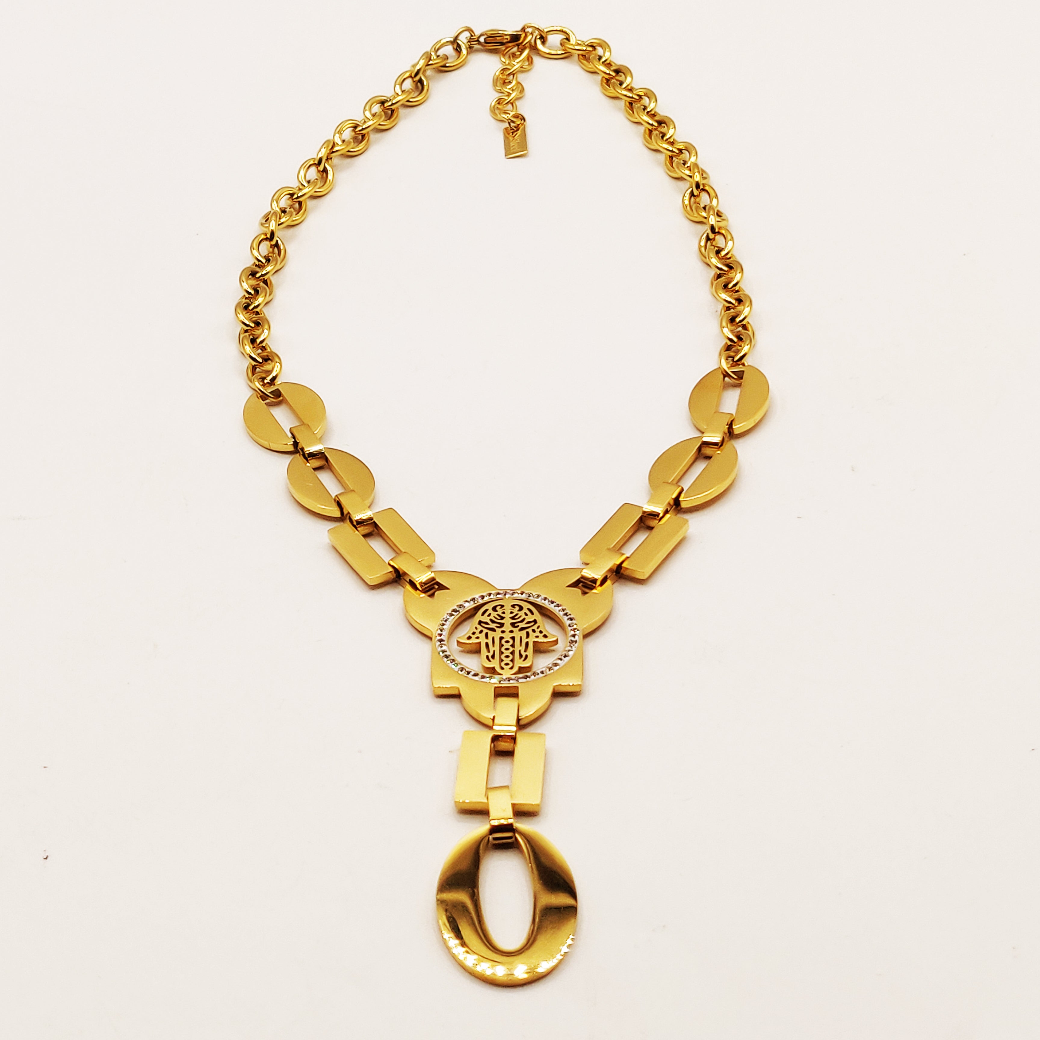 Collier Grande Chaîne Pendentif Main de Fatma Luxe