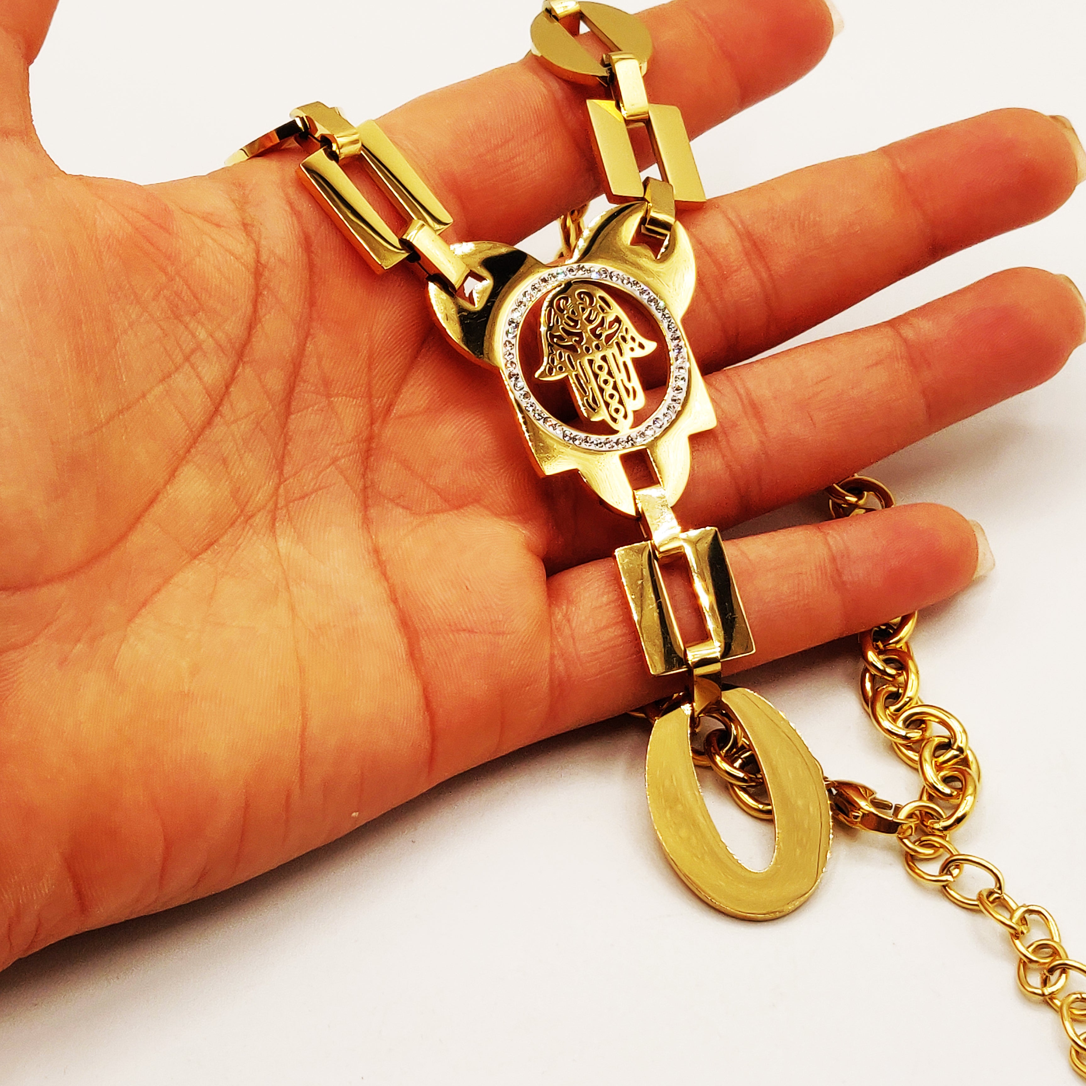 Collier Grande Chaîne Pendentif Main de Fatma Luxe