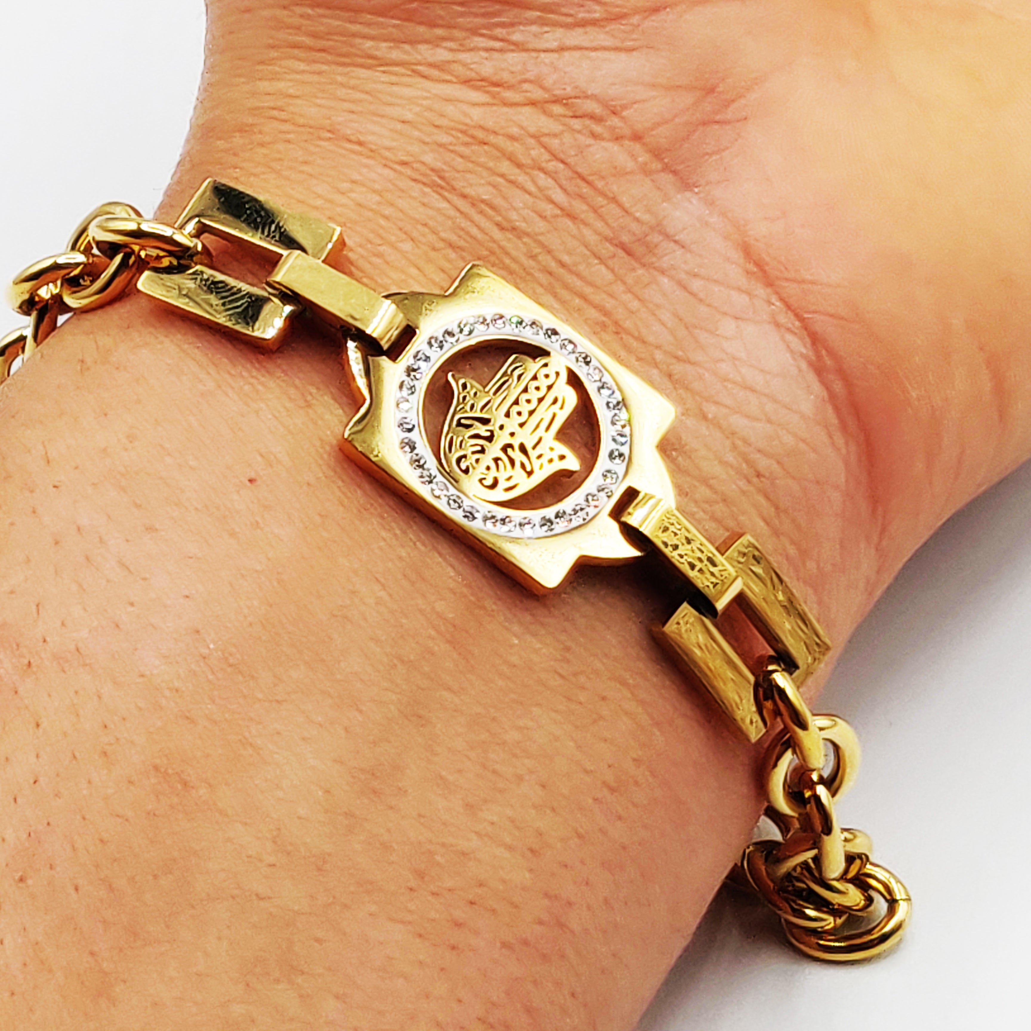 Bracelet Grande Chaîne Pendentif Main de Fatma Luxe