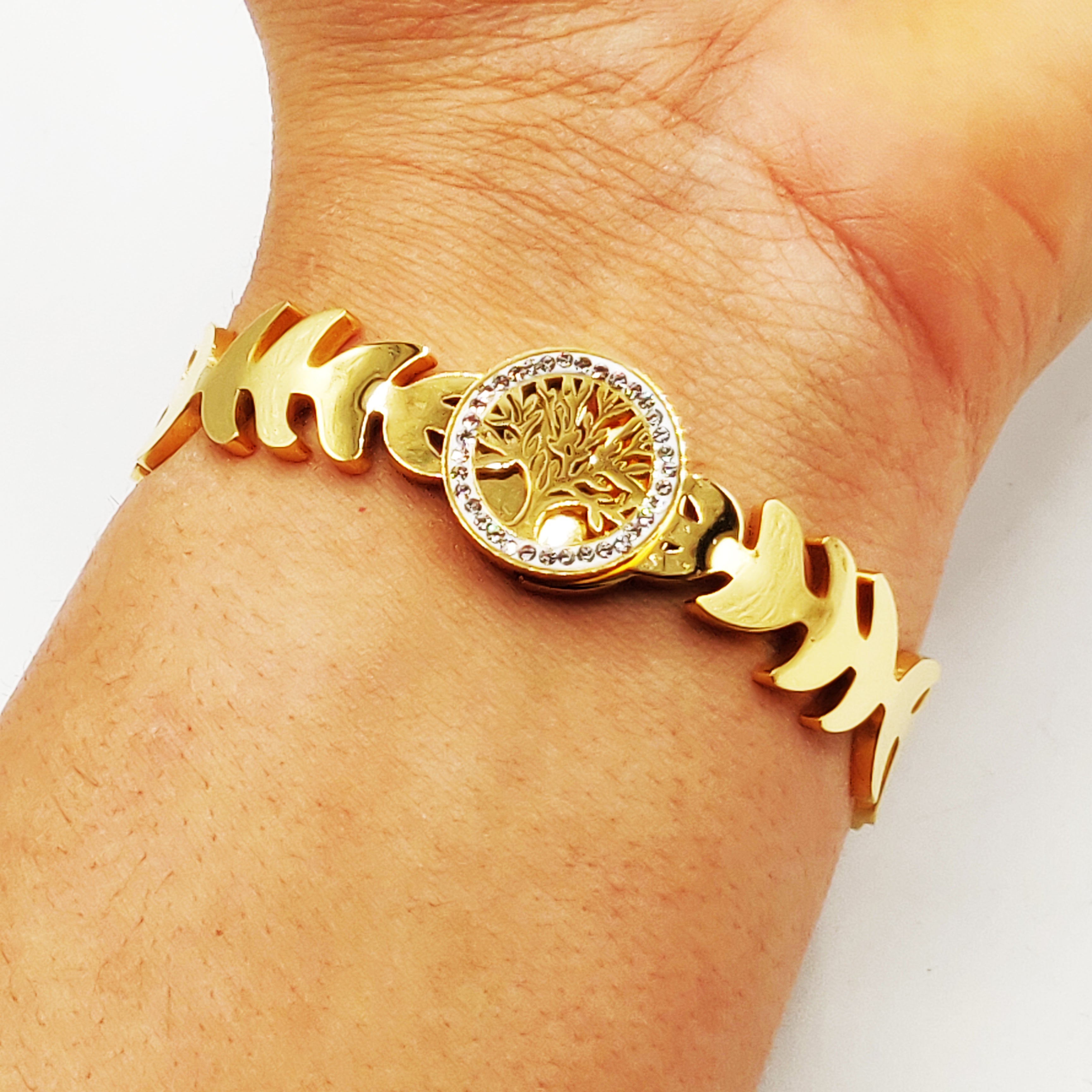 Bracelet Rigide Feuilles Eden Luxe