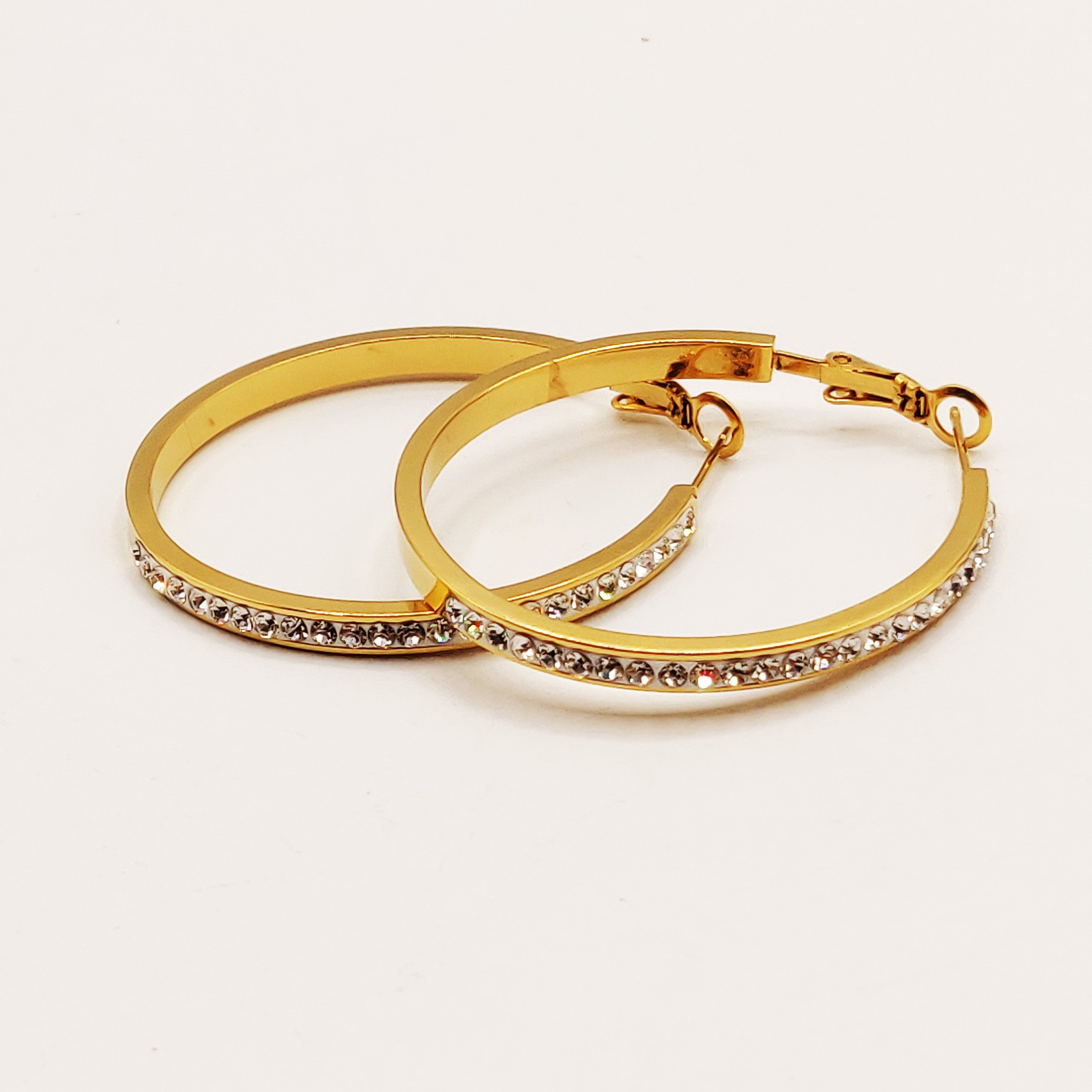 Boucles d'oreilles Grandes Créoles Cristaux