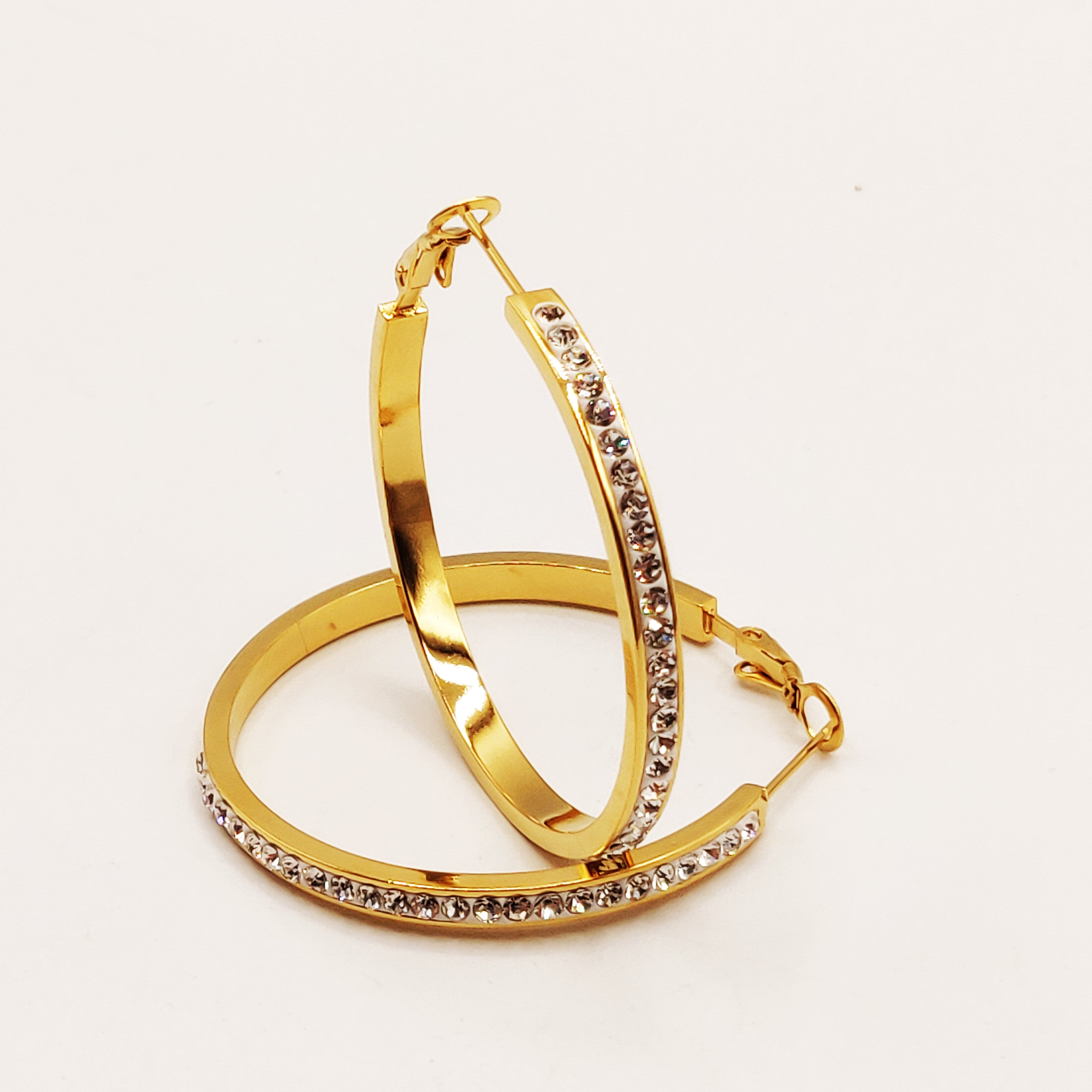 Boucles d'oreilles Grandes Créoles Cristaux