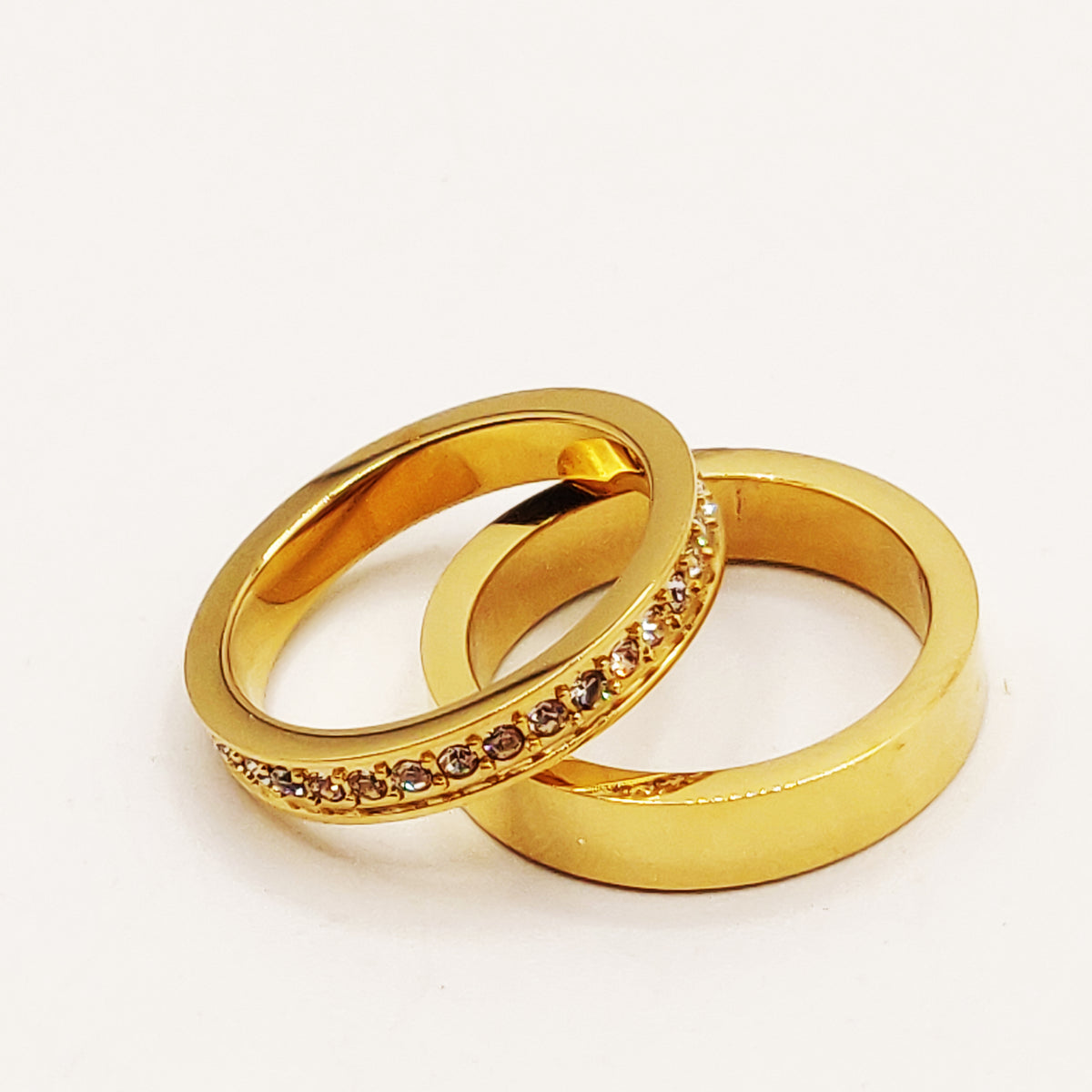 Duo de Bagues Simple et Tour Cristaux Luxe