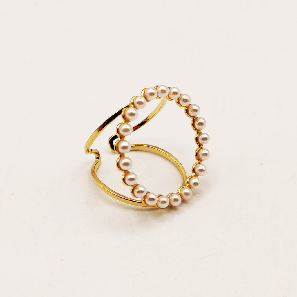 Bague Cercle de Perles d'imitation Blanches