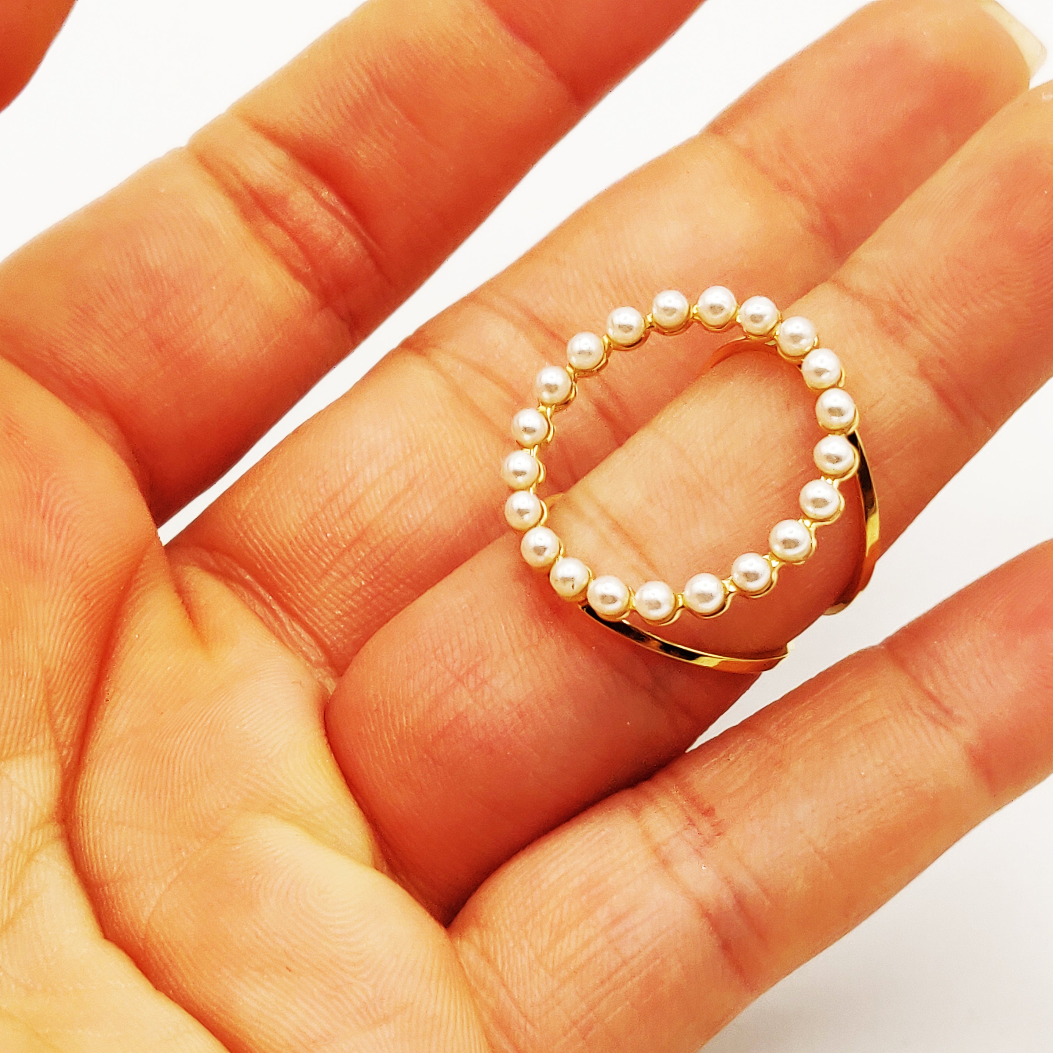Bague Cercle de Perles d'imitation Blanches