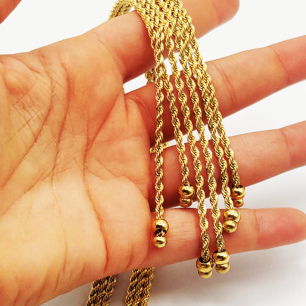 Collier Multi Torsades Multi Lignes Pendentifs Perles d'imitation Dorées Luxe