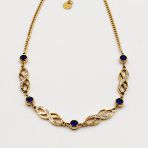 Collier Tresse Multi Infinity et Cristaux Bleus